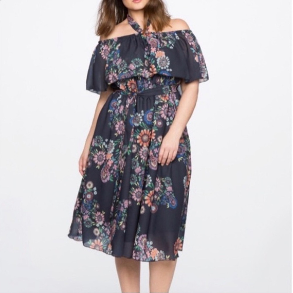 Eloquii Floral Off-Shoulder Dress
